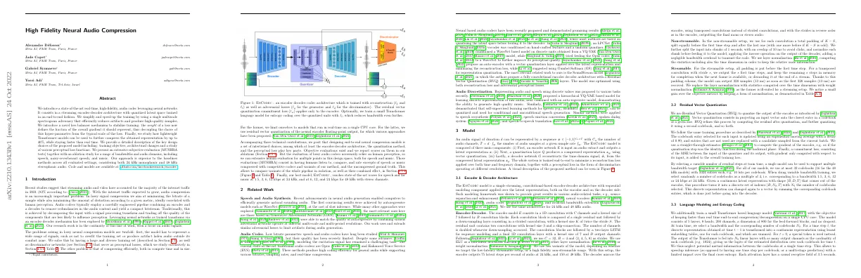 High Fidelity Neural Audio Compression