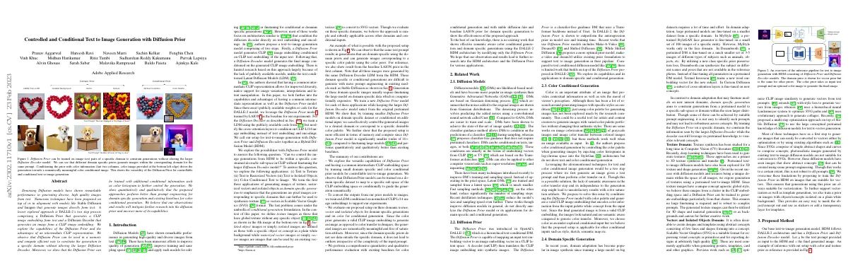 Controlled and Conditional Text to Image Generation with Diffusion Prior